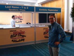 FastPivot.com President, Matthew Ledford, sizing up an Internet Retailer Web Design booth.