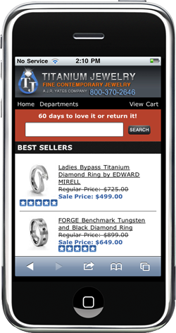 Titanium-Jewelry.com Mobile Website