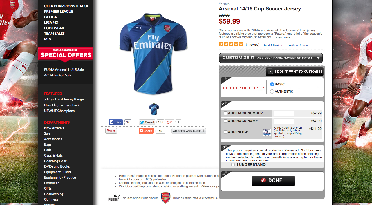 World Soccer Shop Custom Jersey by FastPivot